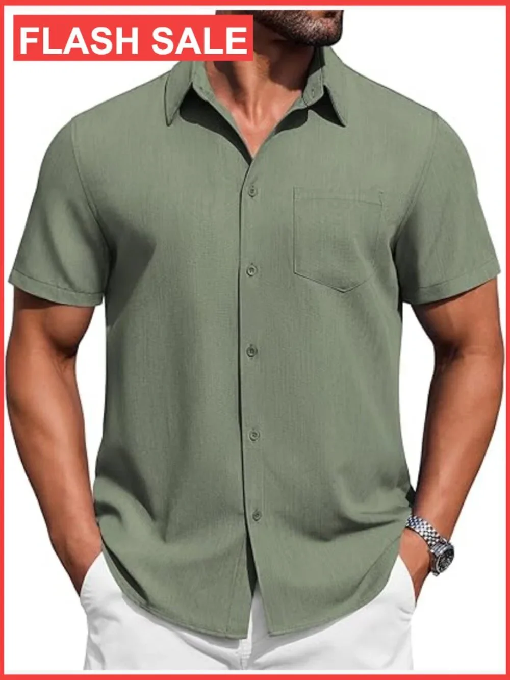 Mens Button Down Short Sleeve Shirt Casual Summer Stretch Denim Dress Shirt